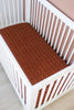 Mebie Baby Rust Mudcloth Muslin Crib Sheet, baby crib sheets with a stylish mudcloth design