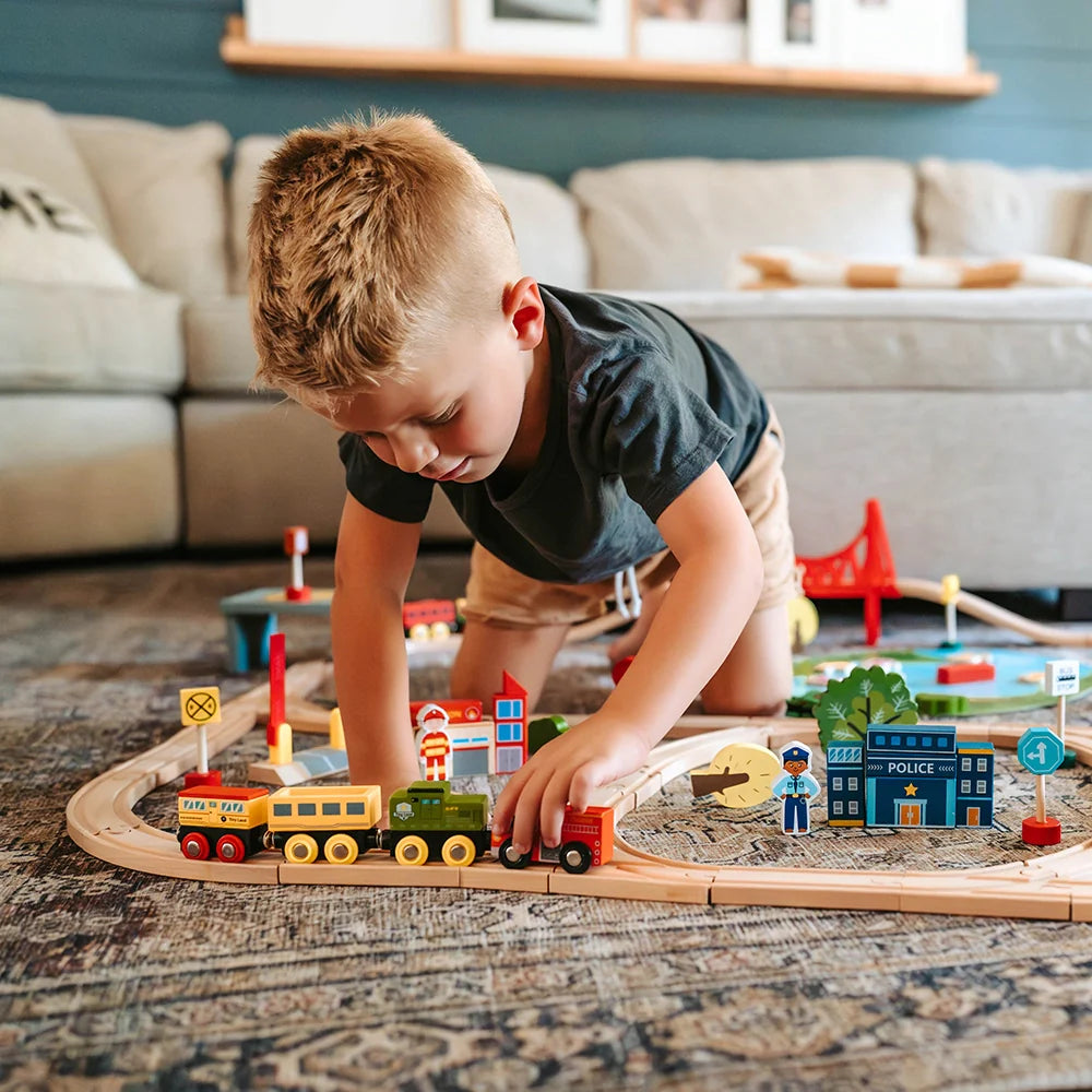 Tiny Land 110pc Train Set wooden toy