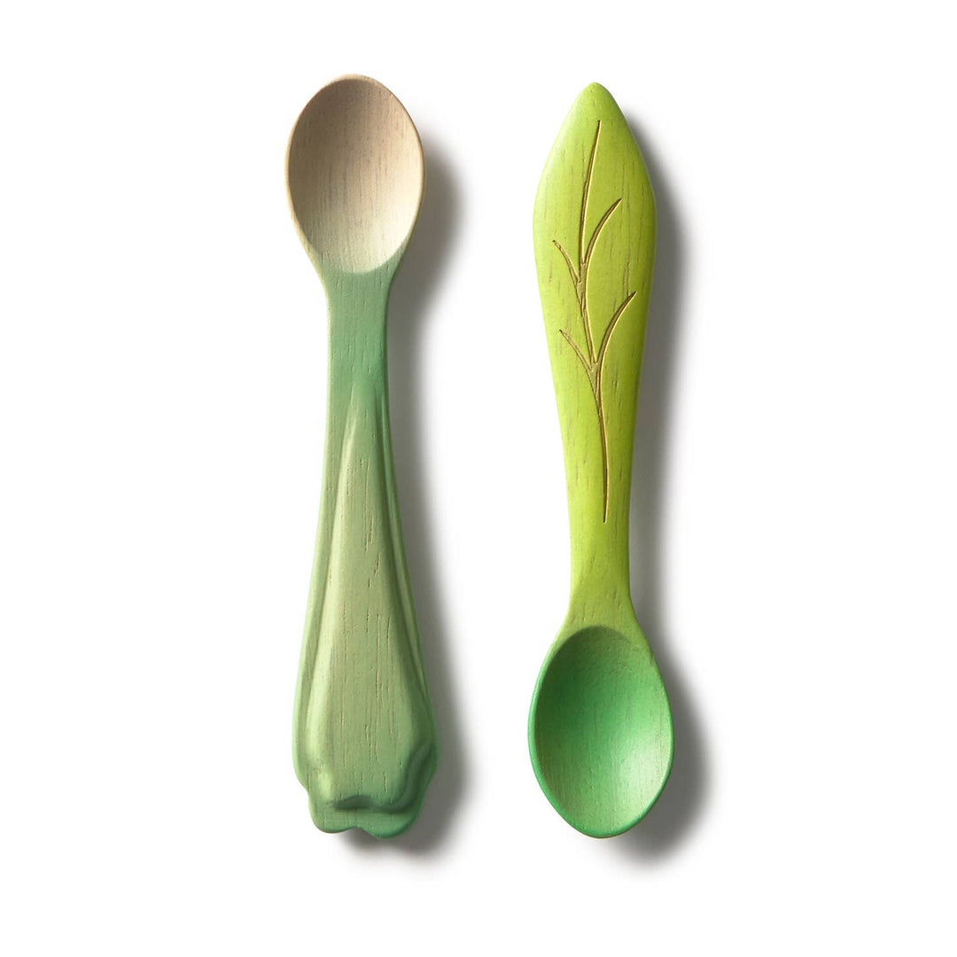 Oli and Carol Leek and Kale Spoons Set green infant feeding spoons