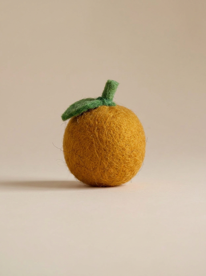 Kaddu Felt Orange Fruit Play Food, handmade wool toy for toy kitchens