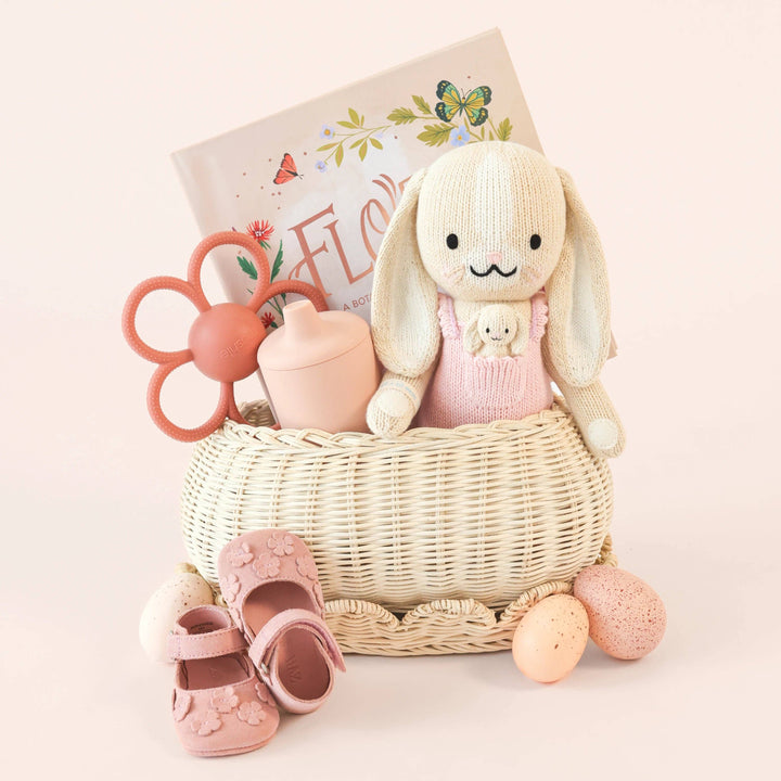 Cuddle + Kind Briar the Bunny | Peony Pink herloom nursery decor woven doll cuddly