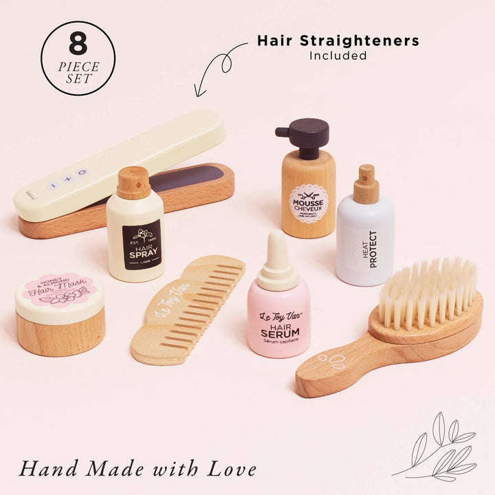 A Montessori toy for children, the Le Toy Van Hair Care & Straighteners Set inspires imaginative play.