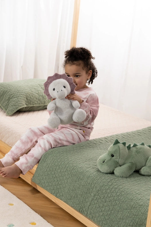 Grey Triceratop Dino Plush Toy by Coco Village, charming stuff animal made for hugs and creative adventures