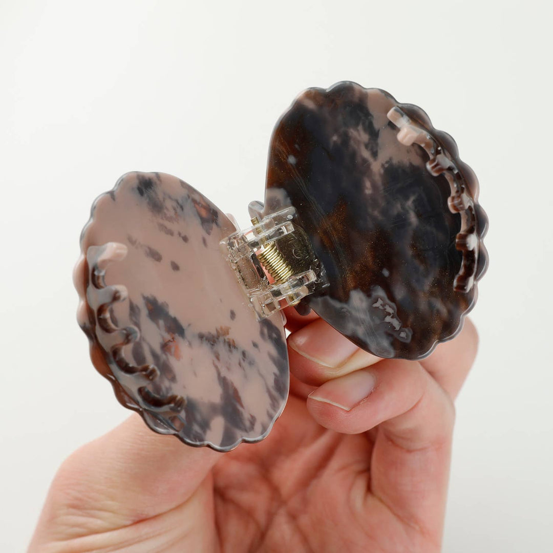 Adorro Calacatta Seashell Claw Clip flat lay showing Calacatta Grey and Calacatta Gold color variations in the assorted pack