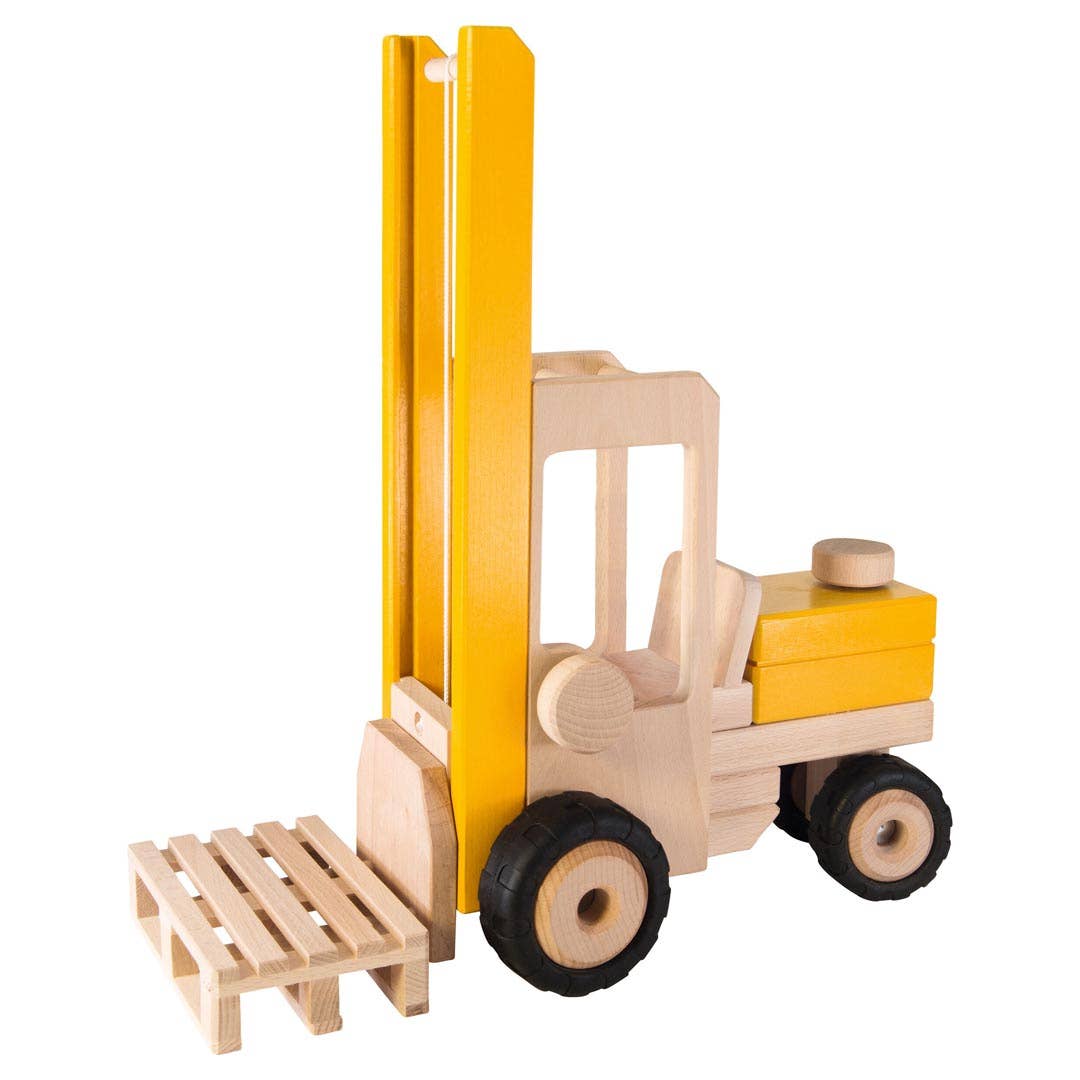 Goki Construction Truck - Forklift, a wooden toy that sparks imaginative play for kids.