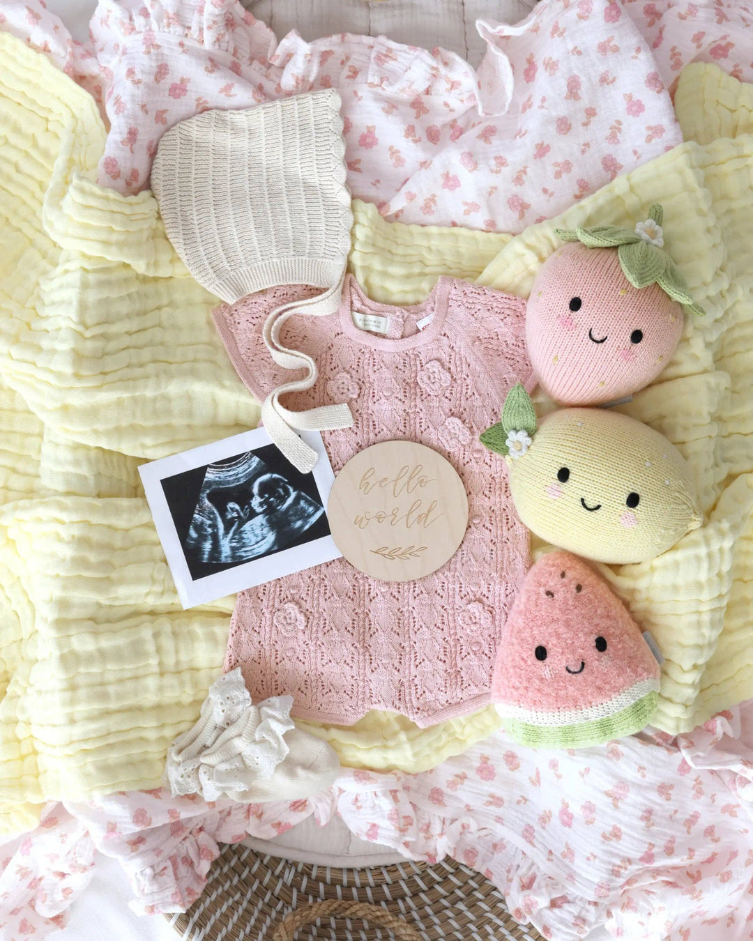 Cuddle + Kind Baby Lemon 7 inch hand-knit lemon plush toy and baby shower gift