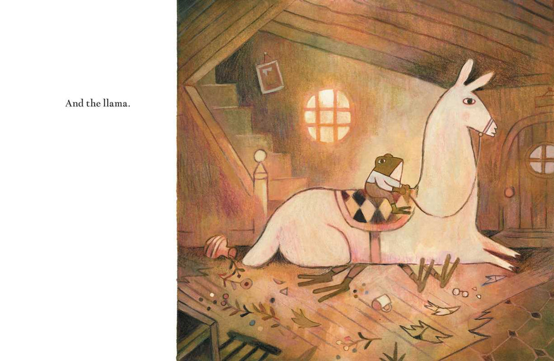 Simon & Schuster Pokko and the Drum hardcover page showing Pokko in her family's cozy home