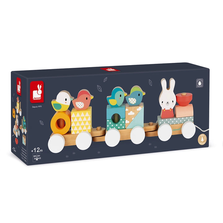 Explore color and shape play with the Janod Pure Train, a timeless wood toy with modern charm.
