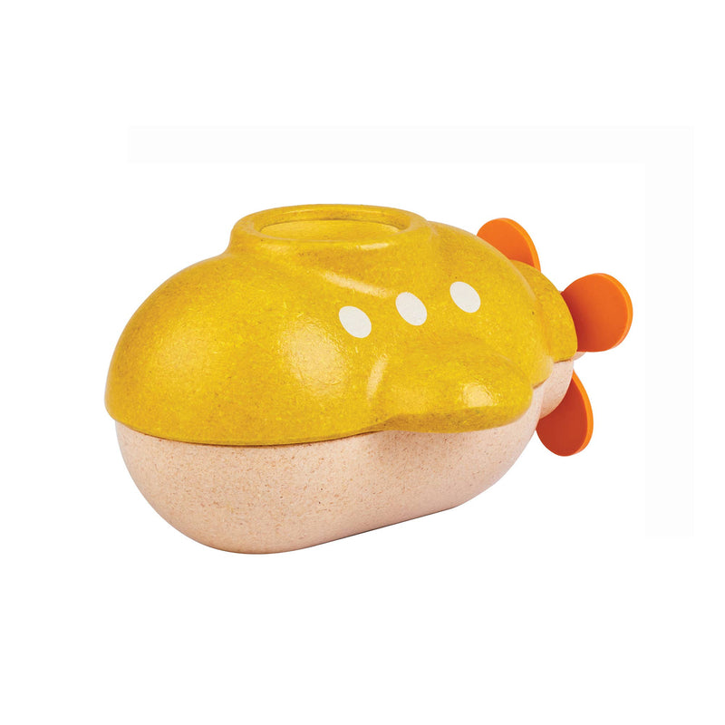 plantoys ocean submarine in yellow natural wood baby toy