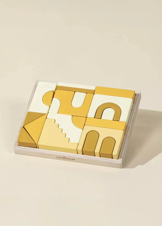 Coco Village Houses Wooden Creative Blocks Set - 21Pcs displayed as charming play pieces, perfect wooden toys for imaginative building.