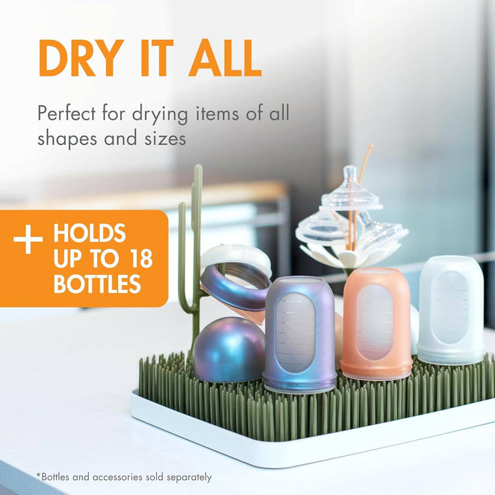 Lawn Drying Rack Sage from Boon, countertop bottle drying rack with improved airflow design