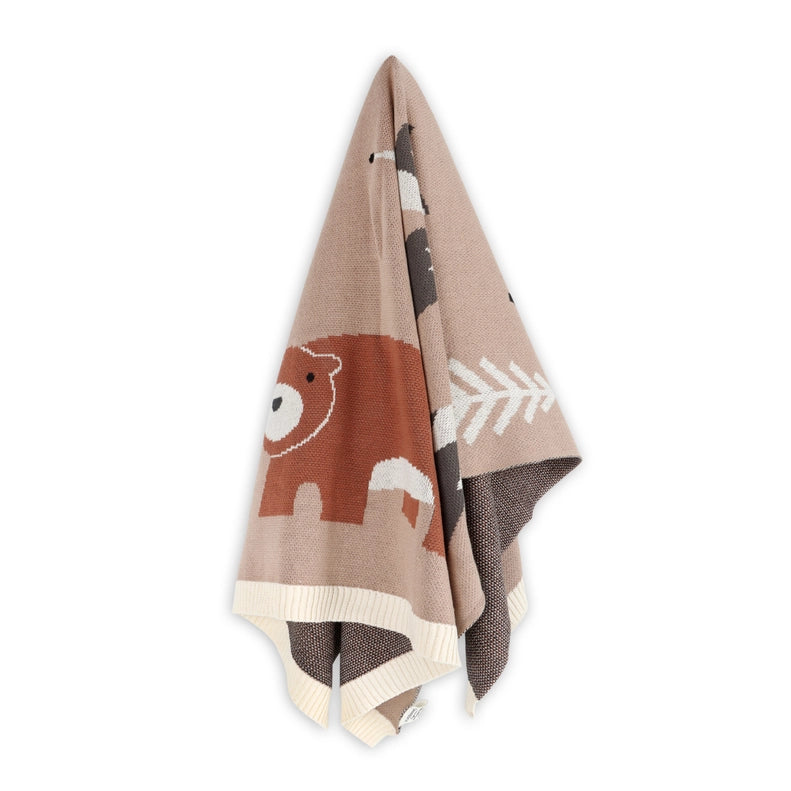 Snuggle up with this Woodland Bear Viverano Organics Organic Cotton Jacquard Knit Baby BlanketÑan essential in knit baby blanket collections.