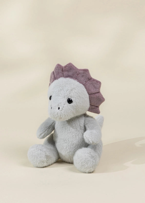 Coco Village Dino Plush Toy Grey Triceratop, soft stuffed animals designed for cuddles and imaginative play