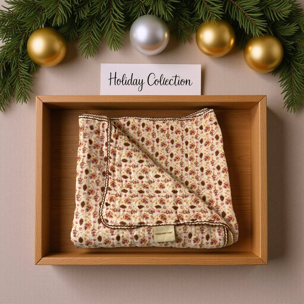 Cherubin Chic Muslin Baby Swaddle Blanket in Pines Vintage, 6-layer organic cotton swaddle