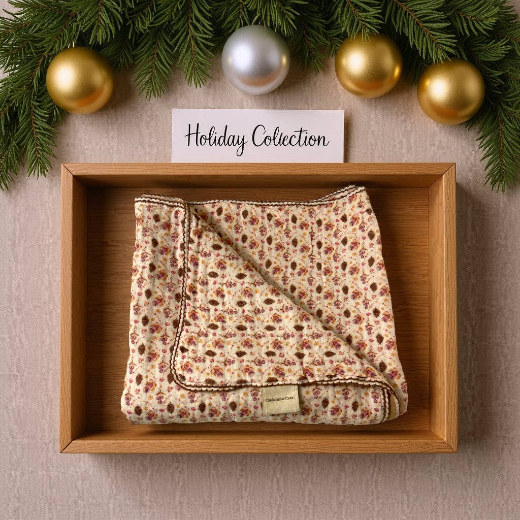 Cherubin Chic Muslin Baby Swaddle Blanket in Pines Vintage, 6-layer organic cotton swaddle