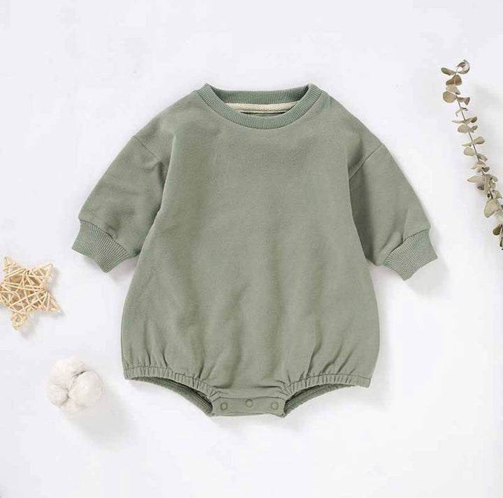 stylish sage snap bottom cotton bubble boho and babe infant romper