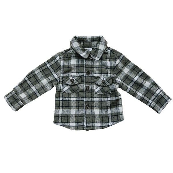 Mebie baby charcoal flannel shacket