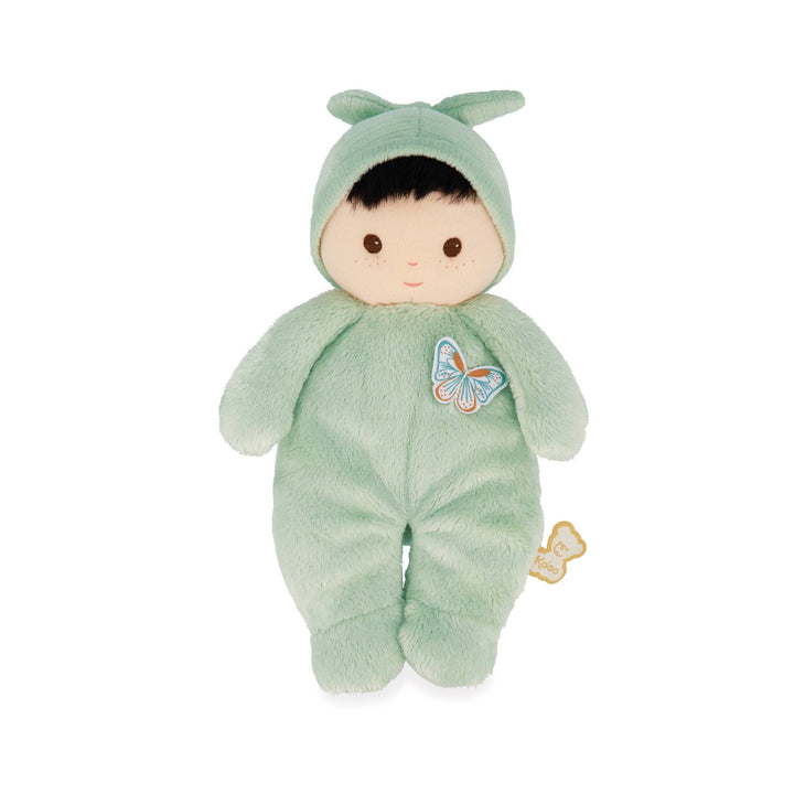 Janod Tender Baby Pilea Doll soft plush doll with green body