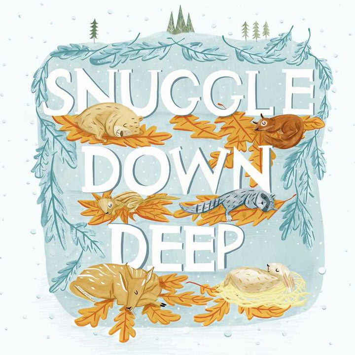 Little Bee Books Snuggle Down Deep picture book cover by Diane Ohanesian winter animals