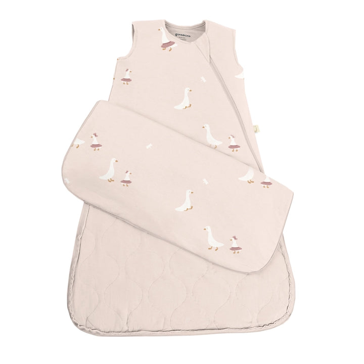 Gunamuna Sleep Bag in Tutu Goose, cozy sleep sack for a comfortable and safe baby slumber.