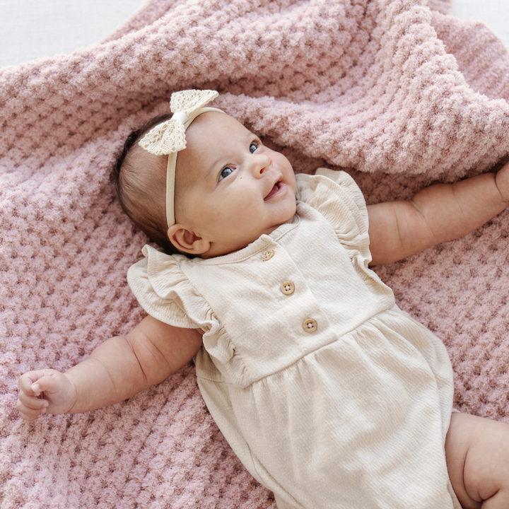 Saranoni Waffle Knit Receiving Blanket in Rosette makes the best baby blanket for everyday comfort.