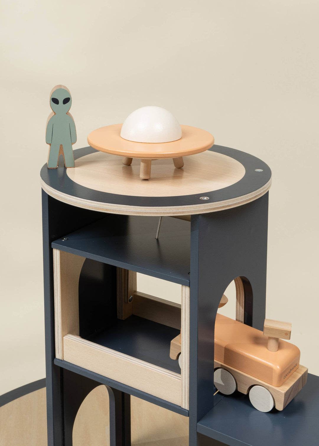 Close up of the rooftop dome and astronaut figure on Coco Village's Space Station Playset