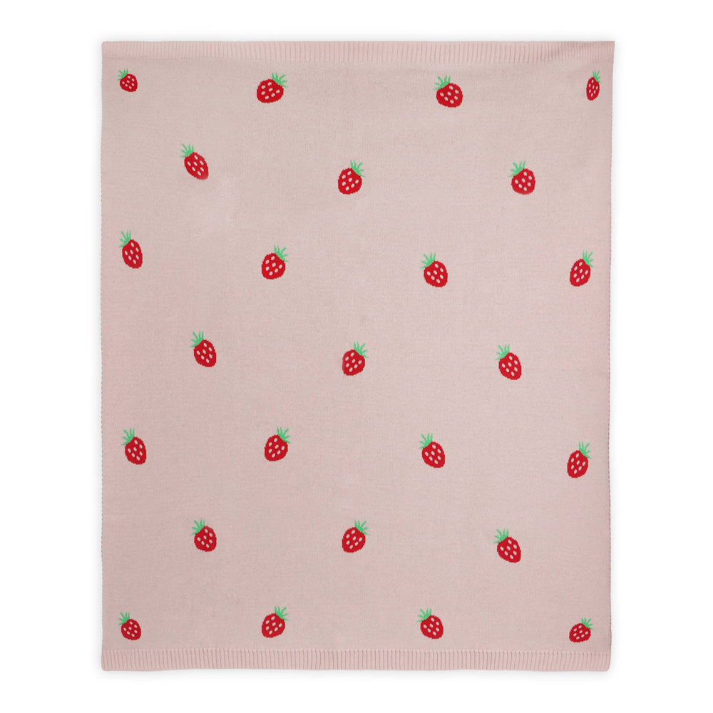 Premium baby blankets by Viverano Organics, Strawberry Organic Cotton Jacquard Baby Blanket in breathable fabric