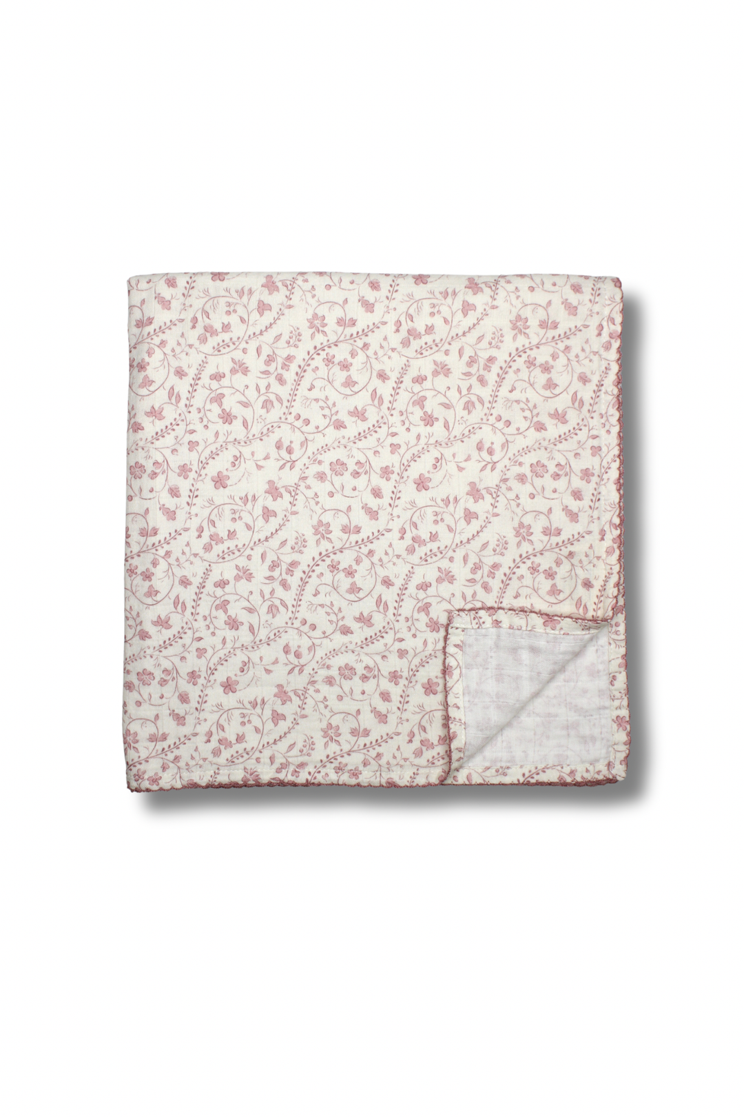 Little Threads mauve heirloom vine muslin baby blanket, soft organic cotton swaddle blanket for newborns and breathable nursery bedding