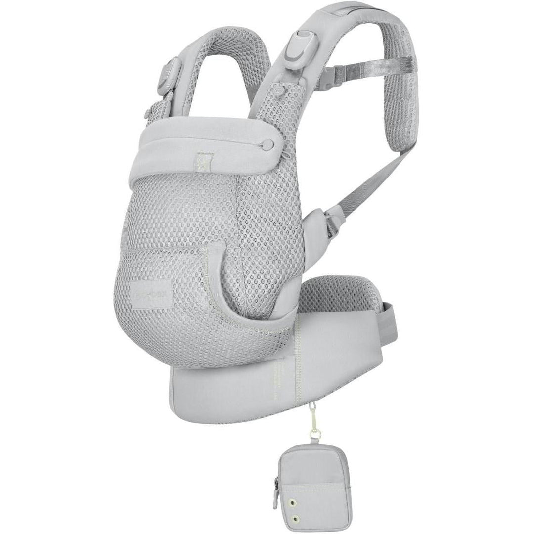 Cybex Laya Carrier in Fog Grey – front view of soft structured ergonomic baby carrier