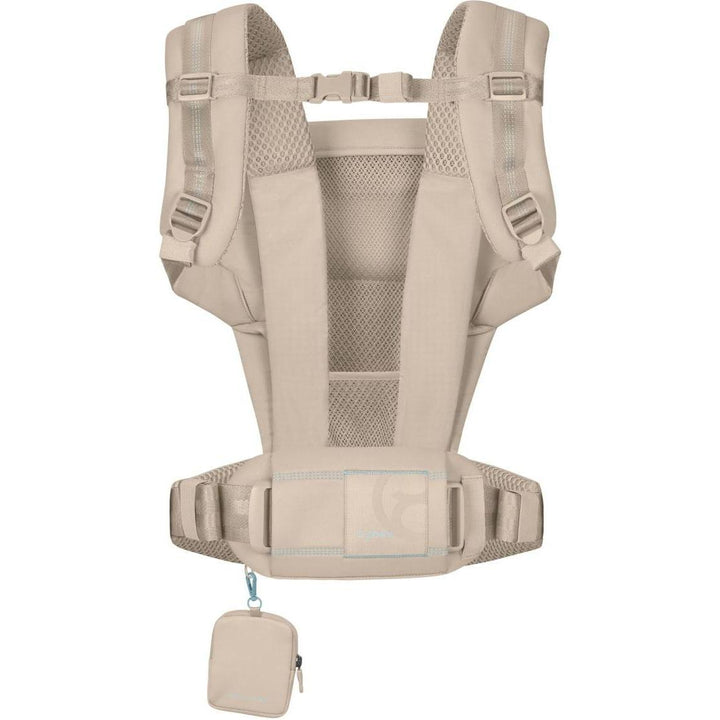 Cybex Laya Almond Beige close-up detail – padded shoulder straps, head support, and adjustable seat