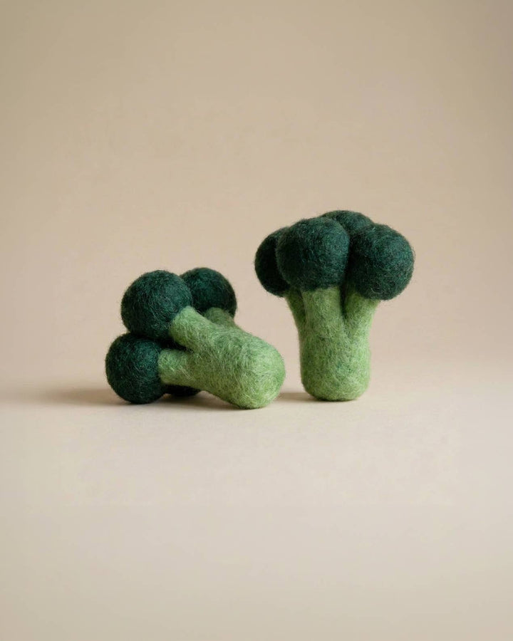 Close-up of Kaddu's Felt Broccoli floret showing handcrafted wool detail