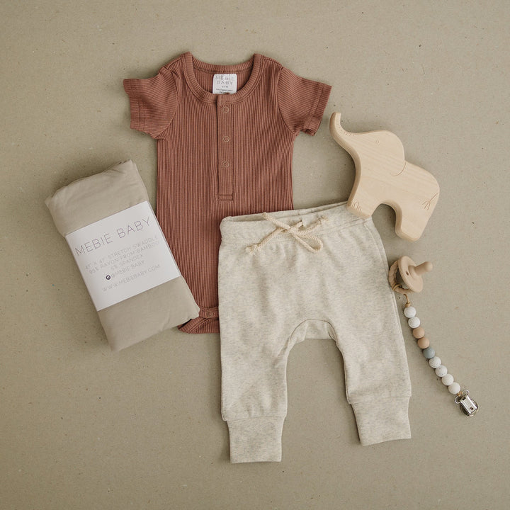 Medie Baby clothes, ribbed short sleeve organic cotton bodysuit