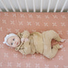 Mebie Baby Just Peachy Muslin Crib Sheet in peach, gender-neutral crib bedding sheets