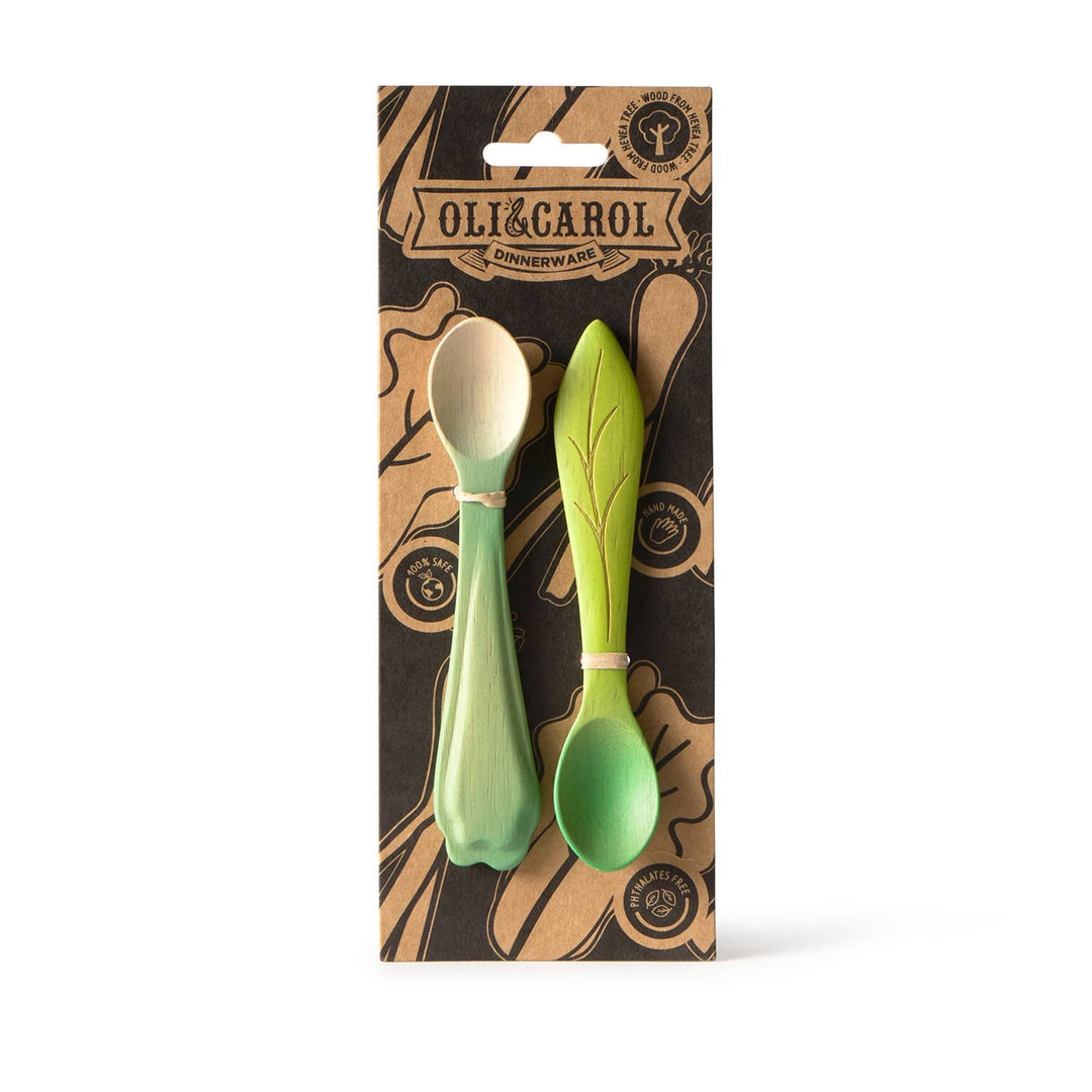 Infant feeding spoons Leek and Kale design Oli and Carol