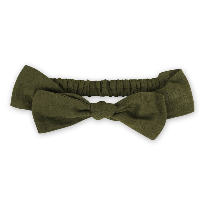 Olive Green headband with bow by Viverano Organics