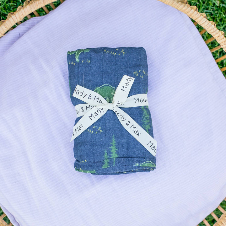 Free Range Bison print muslin swaddle blanket by Mady & Max
