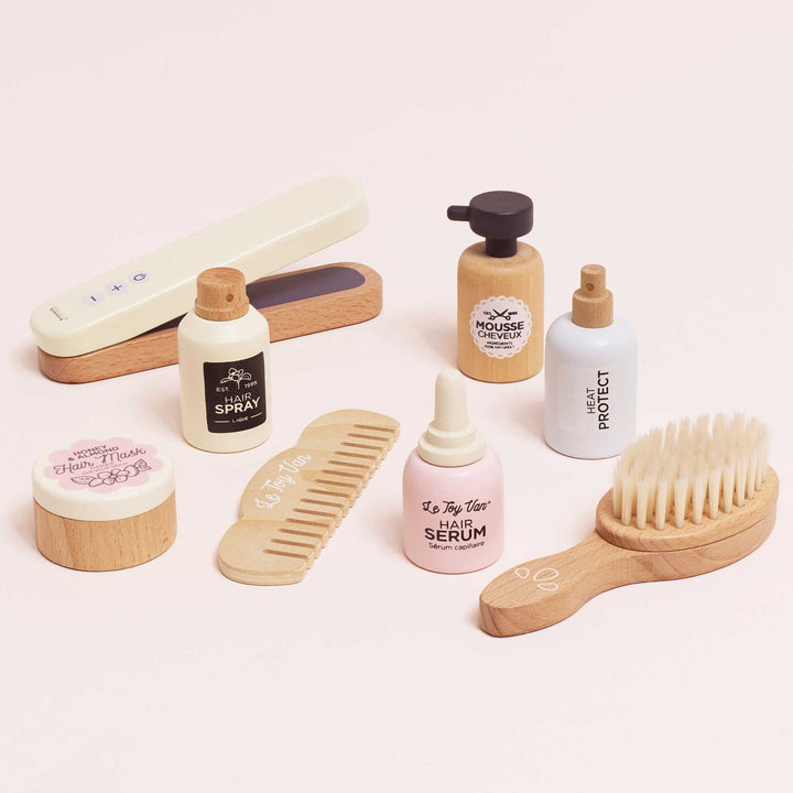 Le Toy Van Hair Care & Straighteners Set, a kid toy for creative pretend hairstyling fun.