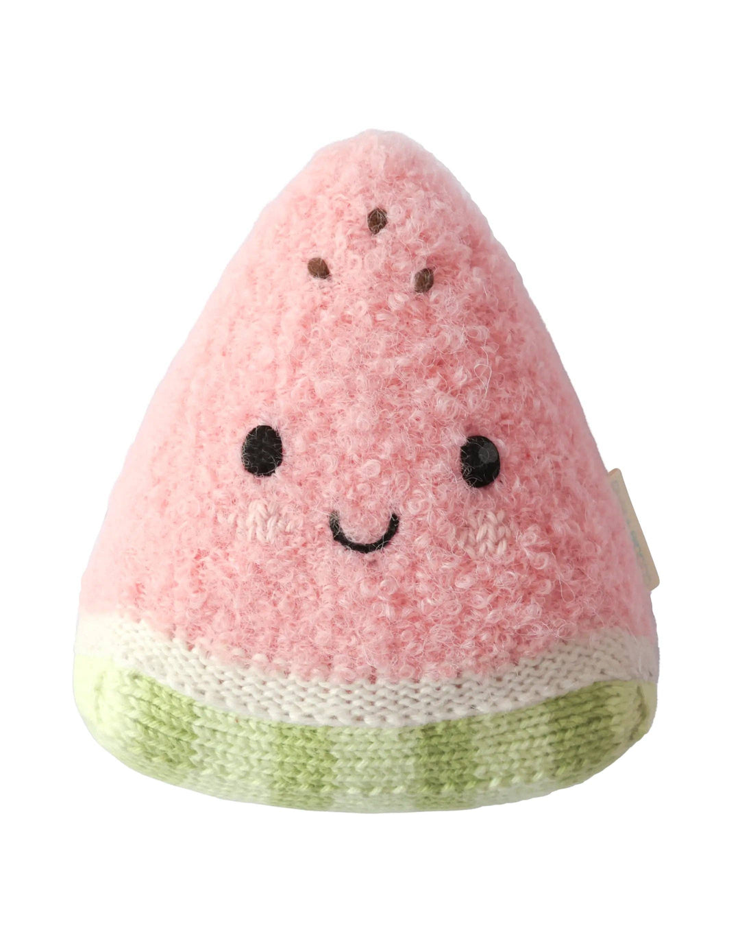 Cuddle + Kind Baby Watermelon, hand-knit cotton and alpaca watermelon slice plush toy for babies