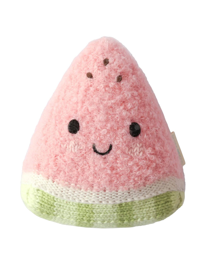 Cuddle + Kind Baby Watermelon, hand-knit cotton and alpaca watermelon slice plush toy for babies