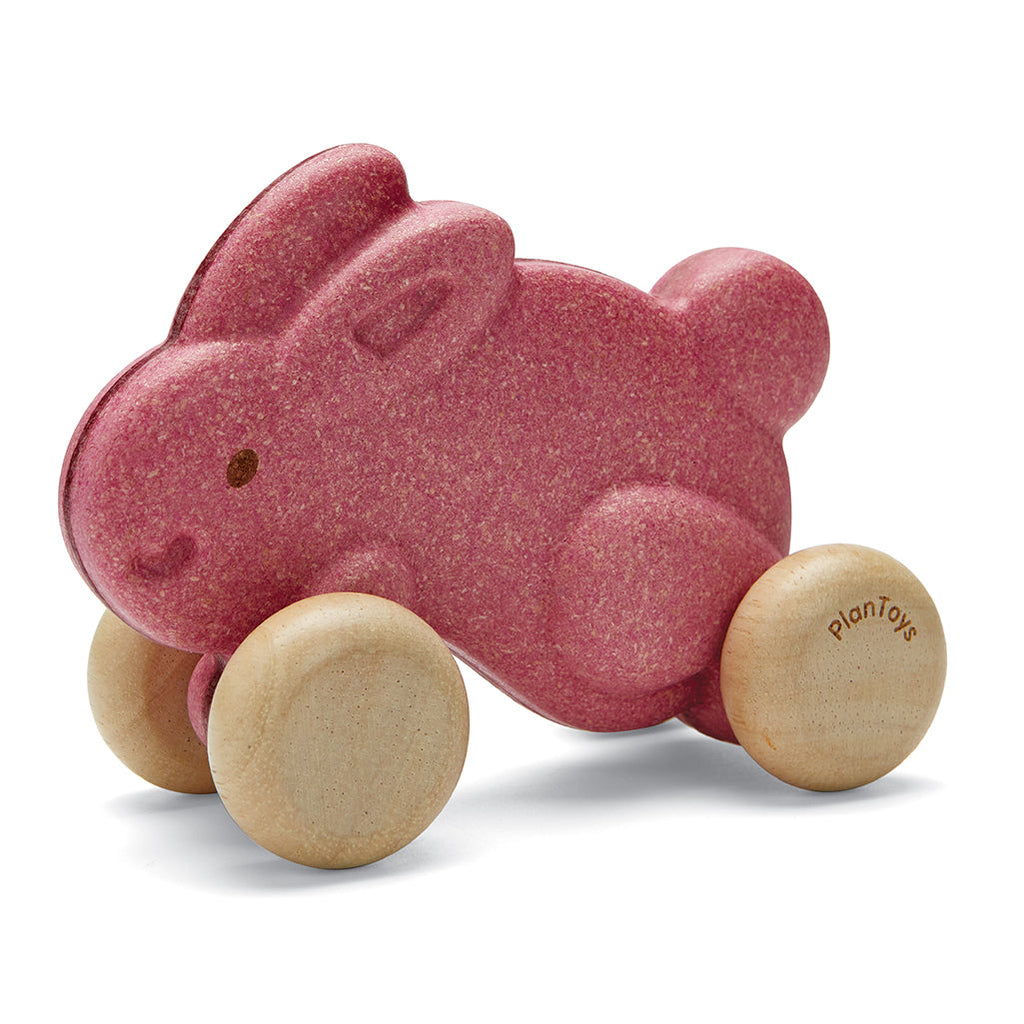 Plan Toys Wooden Toy Push Bunny Pink