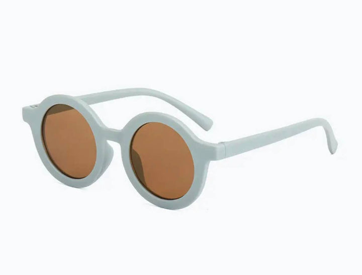 blue round lens retro round framed toddler sunglasses from boho and babe 