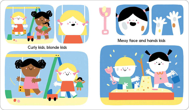 Colorful kids illustration from All Kids Are Good Kids board book by Susie Hammer