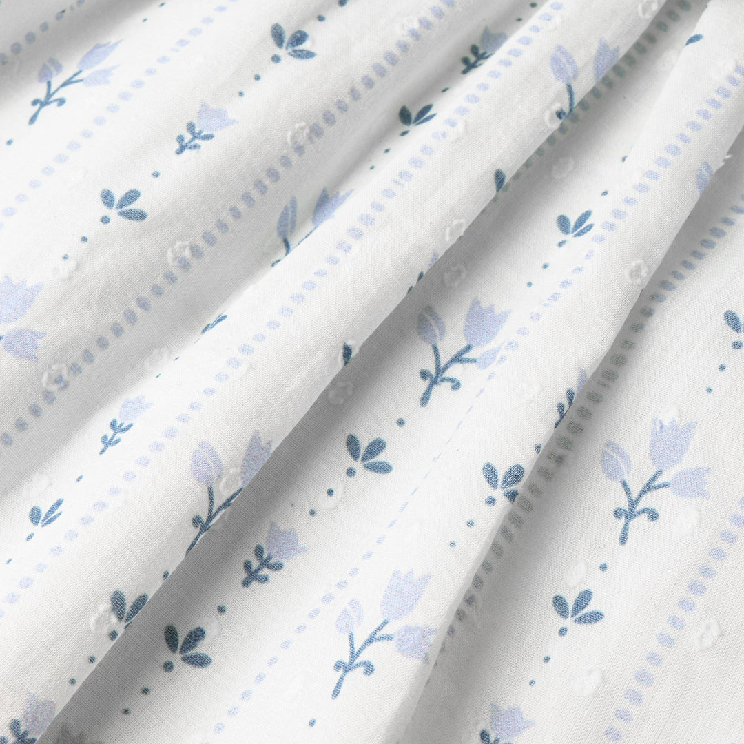 Organic Hair Bow Clip - Blue Vines
