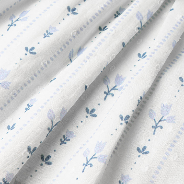 Organic Hair Bow Clip - Blue Vines