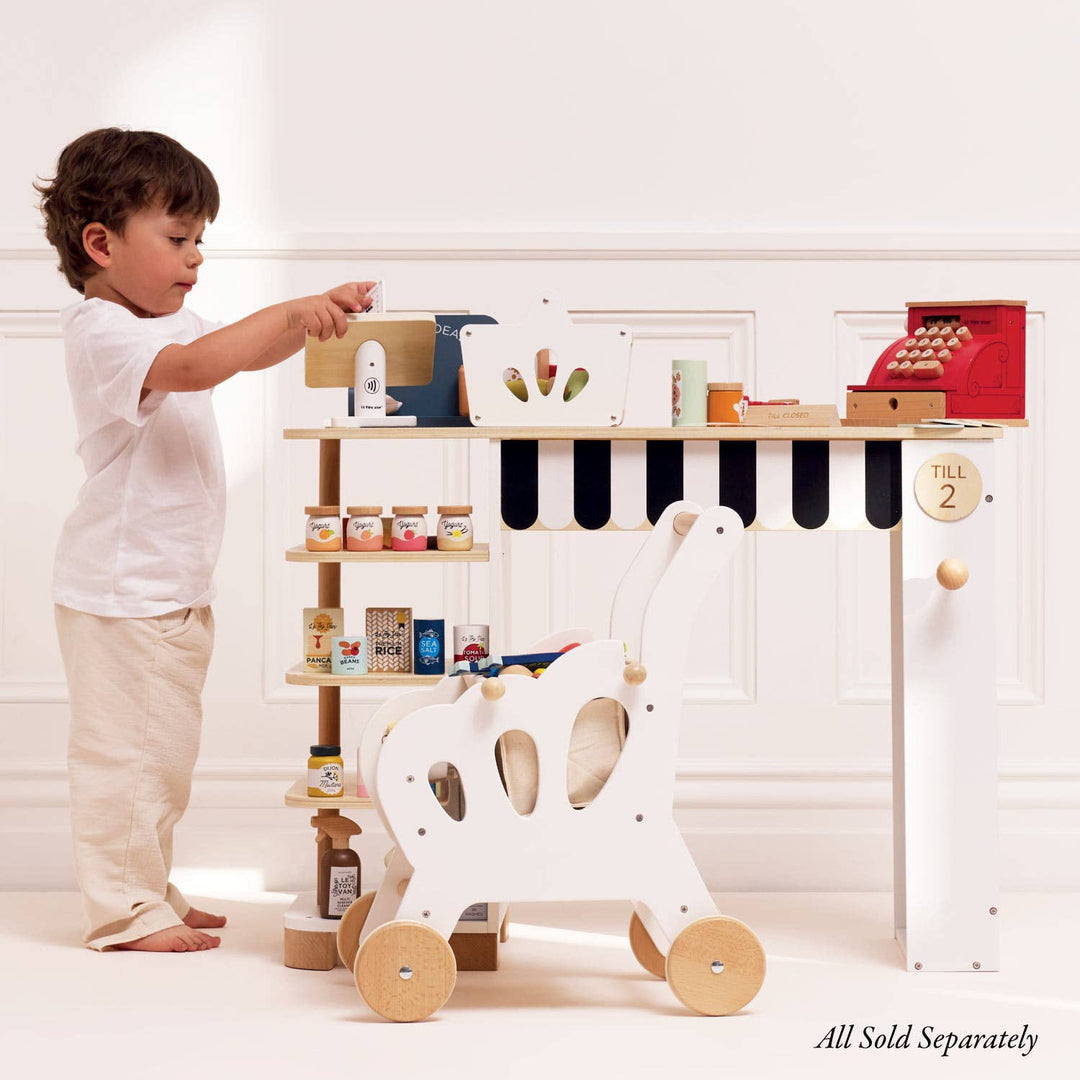Explore pretend cash register skills with Le Toy Van Shop Till - Cash Register & Money, a wooden toy