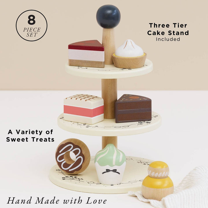 Le Toy Van Wooden Toy Cake Stand & Selection of 7 Eco-Friendly Treats, an educational toy that sparks imagination