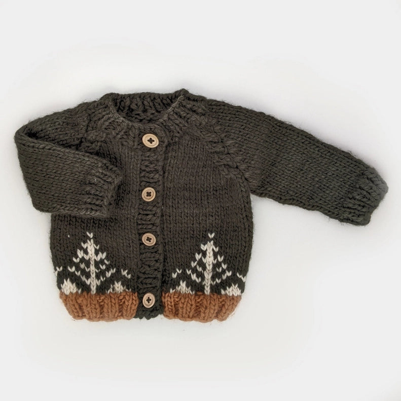 The Huggalugs Forest Cardigan Loden adds cozy charm to any outfitÑa soft knit baby cardigan perfect for cool days.