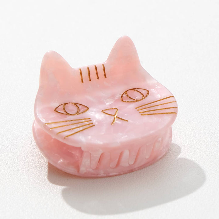 Adorro Saltwater Kitty Cat Claw Clip Small assorted pack grouped together showing Pink Blue and Ivory coastal-inspired hair accessories for kids