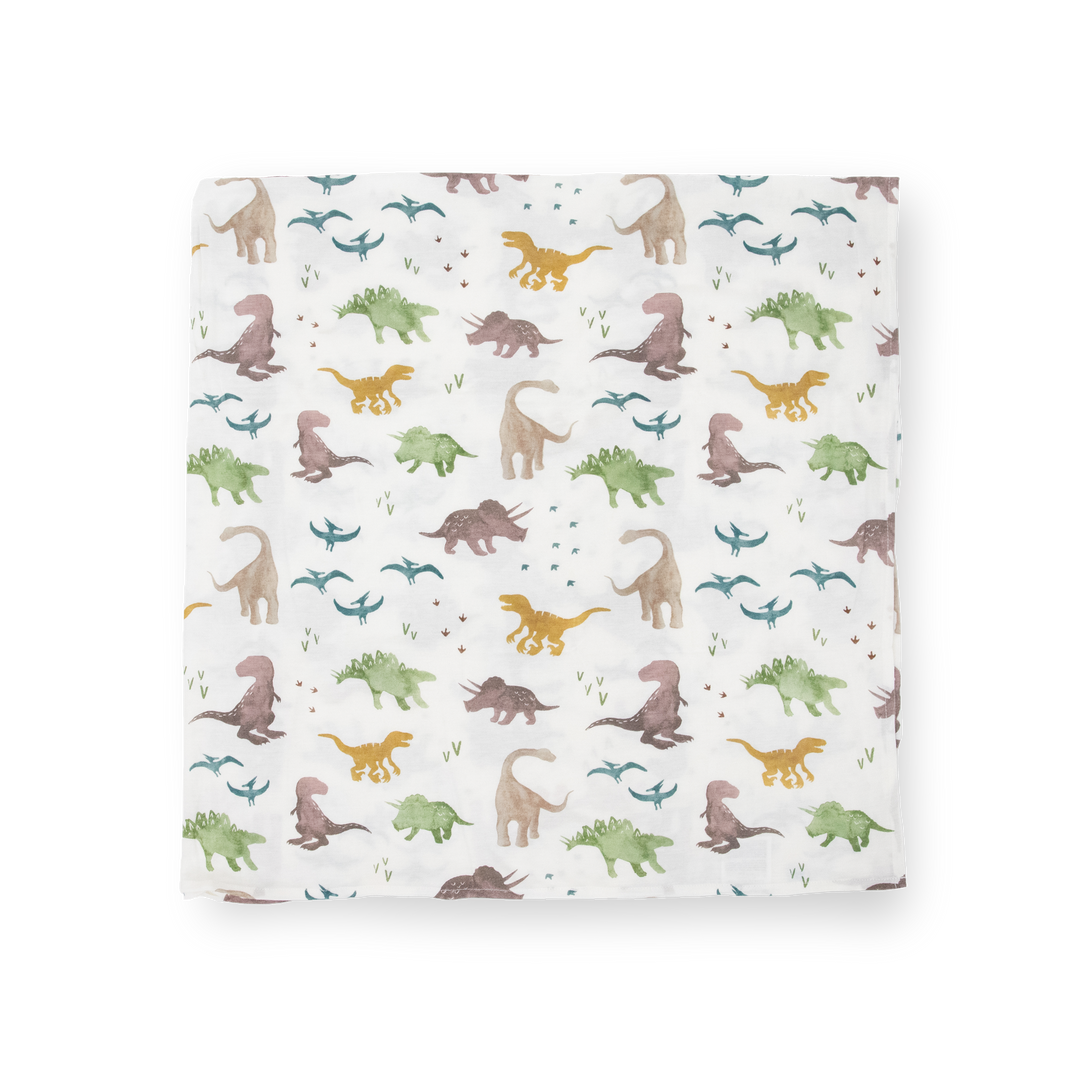 Little Unicorn baby blankets, Stretch Knit Swaddle Blanket - Dino Pals, soft and breathable for newborns