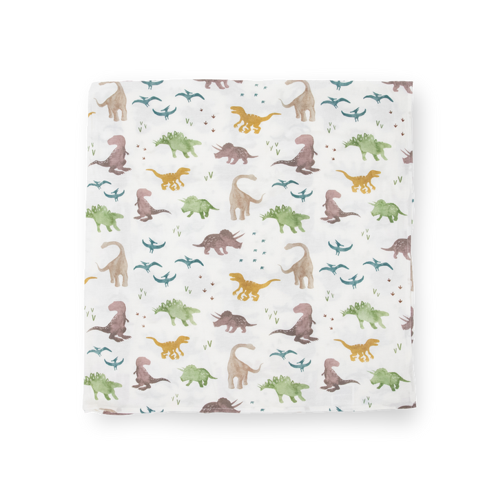 Little Unicorn baby blankets, Stretch Knit Swaddle Blanket - Dino Pals, soft and breathable for newborns